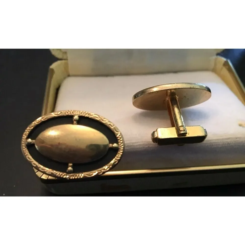 VTG Anson Cufflinks Gold Tone and Black
